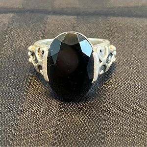 Silpada Sterling Silver Black Chalcedony Onyx Ring - size 6
